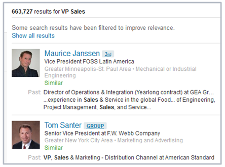 LinkedIn search results