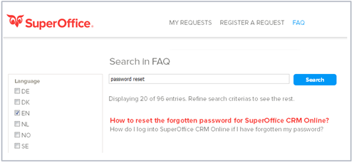 Using search fields in self-service portals