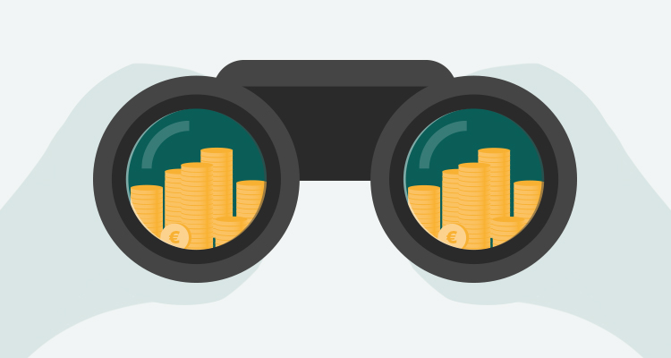 Fernglas mit Geld-Sicht